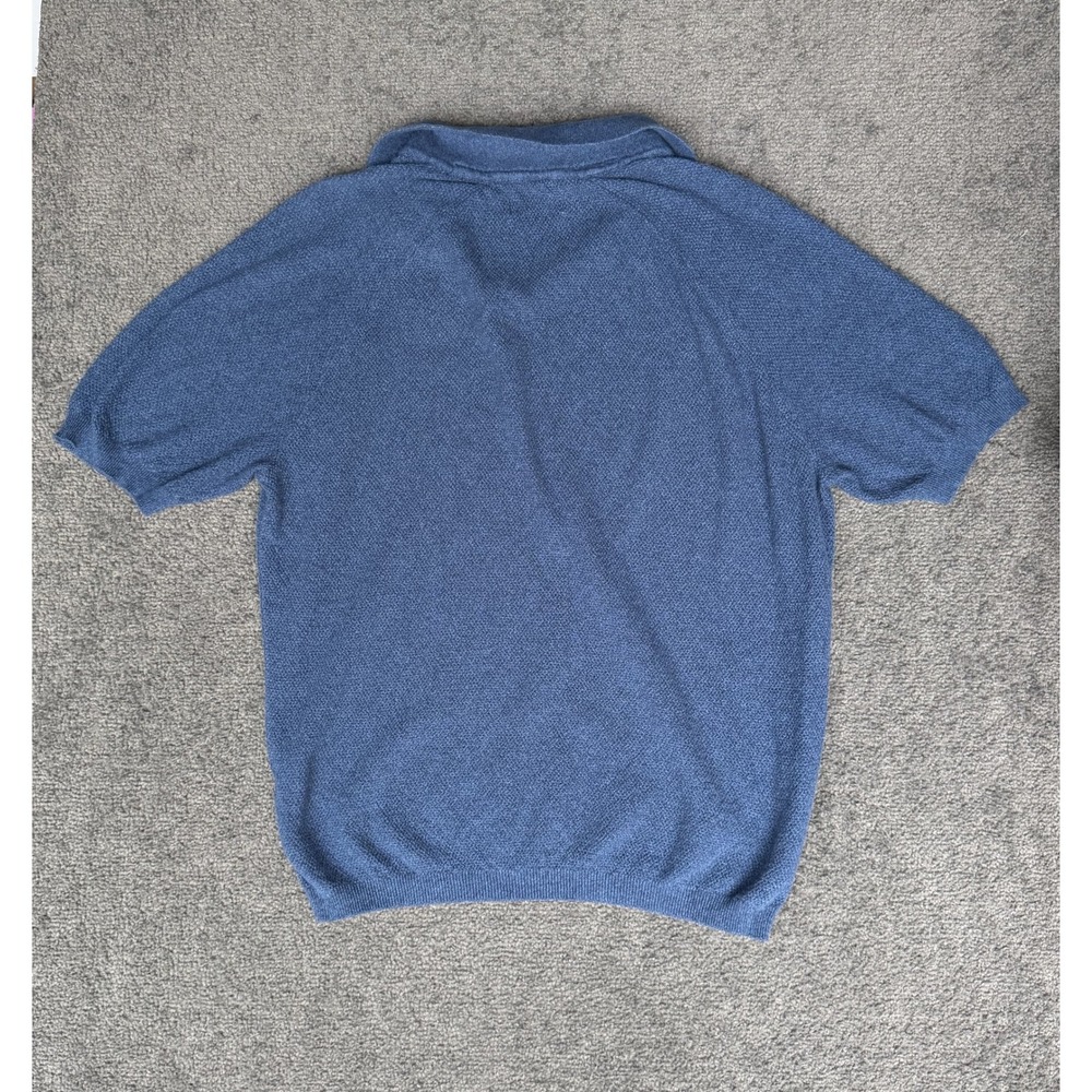Weatherproof Vintage Mens Blue Knit Polo Shirt Short Sleeve 100% Cotton Size M - Picture 5 of 5
